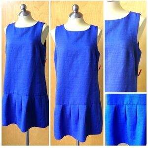 New Loft Ann Taylor Dropped Waist Tweed Midi Dress Imperial Cobalt Blue Size 14